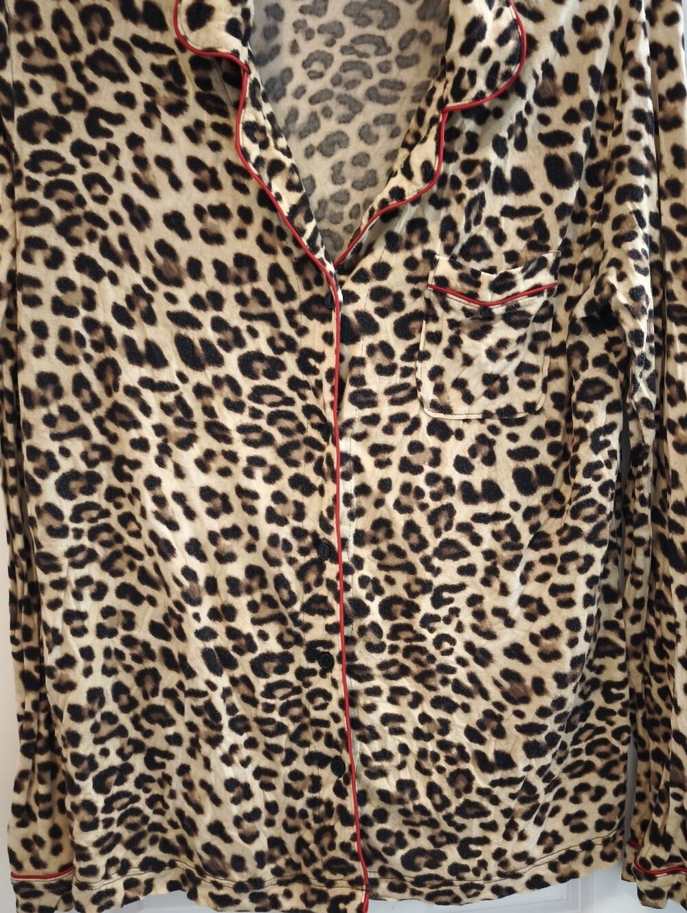 Gilligan & Omalley Leopard Print Button-Up Pajama Set - Picture 2 of 10